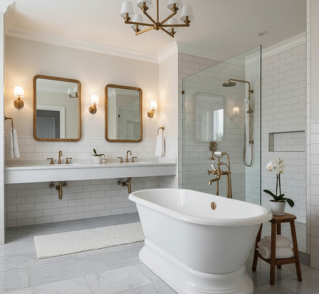 Lyxigt badrum med kakel